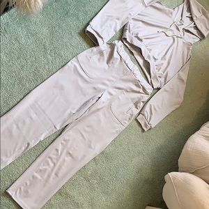 Grey cropped matching set
